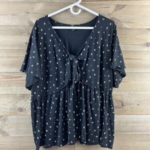 Torrid Womens Shirt Vintage Cotton Jersey VNeck Relaxed Tie Front Top 3X